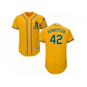 Men's Majestic Oakland Athletics #42 Dave Henderson Gold Flexbase Authentic Collection MLB Jersey