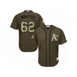 Men's Majestic Oakland Athletics #62 Sean Doolittle Replica Green Salute to Service MLB Jersey