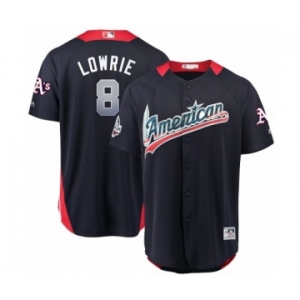 Men's Majestic Oakland Athletics #8 Jed Lowrie Game Navy Blue American League 2018 MLB All-Star MLB Jersey