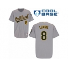 Men's Majestic Oakland Athletics #8 Jed Lowrie Replica Grey Road Cool Base MLB Jersey