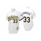 Men's Mitchell and Ness Oakland Athletics #33 Jose Canseco Replica White Throwback MLB Jersey