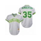 Men's Mitchell and Ness Oakland Athletics #35 Rickey Henderson Replica Grey 1981 Throwback MLB Jersey