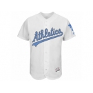 Men's Oakland Athletics Majestic Blank White Fashion 2016 Father's Day Flex Base Team Jersey