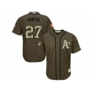 Oakland Athletics #27 Catfish Hunter Green Salute to Service Stitched Baseball Jersey