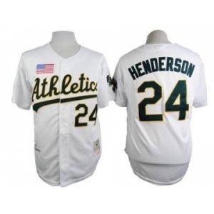 mlb jerseys oakland athletics #24 henderson white[1990 m&n]