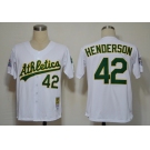 mlb jerseys oakland athletics #42 rivkey henderson white m&n 1989