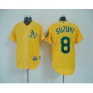 mlb jerseys oakland athletics #8 suzuki yellow[2011 cool base BP]W