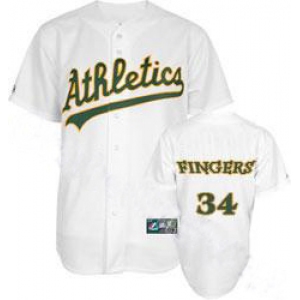 mlb oakland athletics #34 fingers m&n white