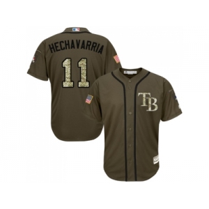 Men Tampa Bay Rays #11 Adeiny Hechavarria Green Salute to Service Stitched MLB Jersey
