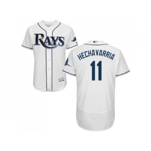 Men Tampa Bay Rays #11 Adeiny Hechavarria White Flexbase Authentic Collection Stitched MLB Jersey