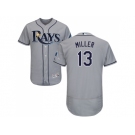 Men Tampa Bay Rays #13 Brad Miller Grey Flexbase Authentic Collection Stitched MLB Jersey