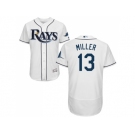 Men Tampa Bay Rays #13 Brad Miller White Flexbase Authentic Collection Stitched MLB Jersey