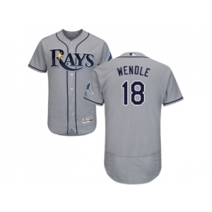 Men Tampa Bay Rays #18 Joey Wendle Grey Flexbase Authentic Collection Stitched MLB Jersey