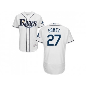Men Tampa Bay Rays #27 Carlos Gomez White Flexbase Authentic Collection Stitched MLB Jersey