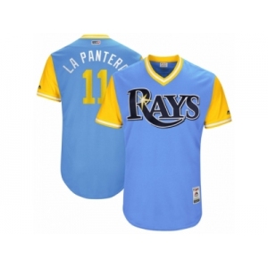 Men's 2017 Little League World Series Rays #11 Adeiny Hechavarria La Pantera Light Blue Jersey