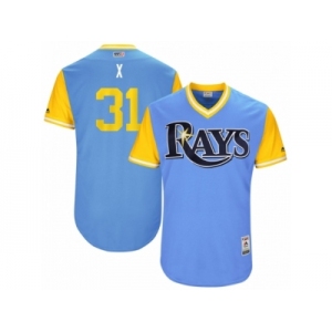 Men's 2017 Little League World Series Rays #31 Xavier Cedeno X Light Blue Jersey