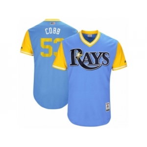 Men's 2017 Little League World Series Rays #53 Alex Cobb Cobb Light Blue Jersey