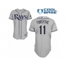 Men's Majestic Tampa Bay Rays #11 Logan Forsythe Authentic Grey Road Cool Base MLB Jersey