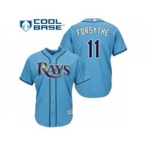 Men's Majestic Tampa Bay Rays #11 Logan Forsythe Authentic Light Blue Alternate 2 Cool Base MLB Jersey