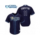 Men's Majestic Tampa Bay Rays #11 Logan Forsythe Authentic Navy Blue Alternate Cool Base MLB Jerseyy