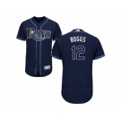 Men's Majestic Tampa Bay Rays #12 Wade Boggs Navy Blue Flexbase Authentic Collection MLB Jerse