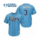 Men's Majestic Tampa Bay Rays #3 Evan Longoria Authentic Light Blue Alternate Cool Base MLB Jersey