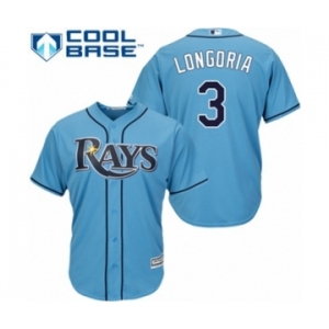 Men's Majestic Tampa Bay Rays #3 Evan Longoria Authentic Light Blue Alternate Cool Base MLB Jersey