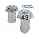 Men's Majestic Tampa Bay Rays #49 Tommy Hunter Replica Grey Road Cool Base MLB Jersey