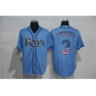 Men's Tampa Bay Rays #3 Evan Longoria Blue USA Flag Fashion MLB Jersey