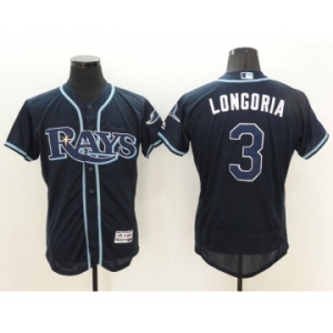 Men's Tampa Bay Rays #3 Evan Longoria Majestic Navy Blue Flexbase Authentic Collection Player Jersey