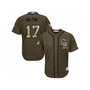 Colorado Rockies #17 Todd Helton Green Salute to Service Stitched Baseball Jersey