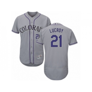 Colorado Rockies #21 Jonathan Lucroy Grey Flexbase Authentic Collection MLB Jersey