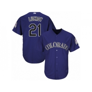 Colorado Rockies #21 Jonathan Lucroy Replica Purple Alternate 1 Cool Base MLB Jersey