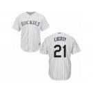 Colorado Rockies #21 Jonathan Lucroy Replica White Home Cool Base MLB Jersey