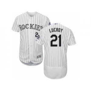 Colorado Rockies #21 Jonathan Lucroy White Flexbase Authentic Collection MLB Jersey