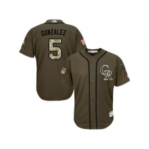 Colorado Rockies #5 Carlos Gonzalez Green Salute to Service Stitched MLB Jersey
