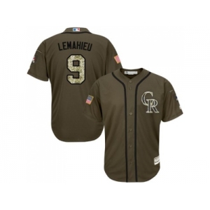 Colorado Rockies #9 DJ LeMahieu Green Salute to Service Stitched Baseball Jersey