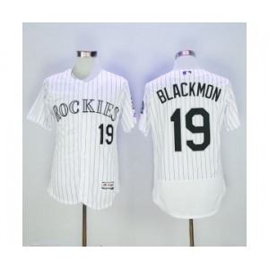 Men Colorado Rockies #19 Charlie Blackmon Majestic white Flexbase Authentic Collection Player Jersey