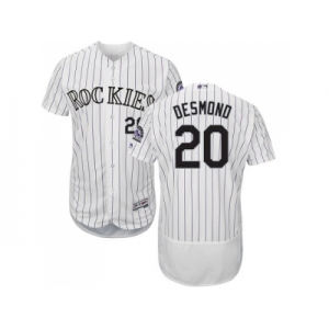 Men Colorado Rockies #20 Ian Desmond White Strip Flexbase Authentic Collection Stitched MLB Jersey