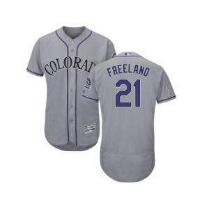 Men Colorado Rockies #21 Kyle Freeland Grey Flexbase Authentic Collection Stitched MLB Jersey