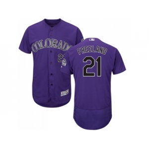 Men Colorado Rockies #21 Kyle Freeland Purple Flexbase Authentic Collection Stitched MLB Jersey