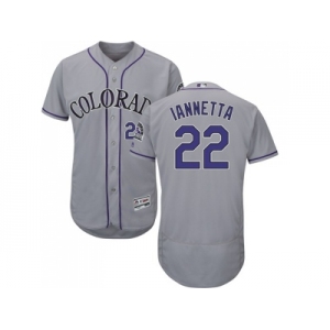 Men Colorado Rockies #22 Chris Iannetta Grey Flexbase Authentic Collection Stitched MLB Jersey