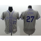 Men Colorado Rockies #27 Story Majestic Gray Authentic Collection Flexbase Jersey