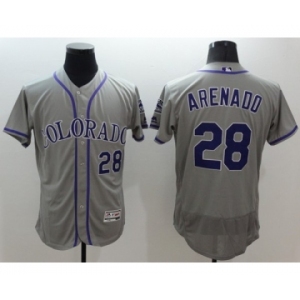 Men Colorado Rockies #28 Nolan Arenado Majestic Grey Flexbase Authentic Collection Player Jersey