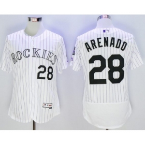 Men Colorado Rockies #28 Nolan Arenado Majestic white Flexbase Authentic Collection Player Jersey