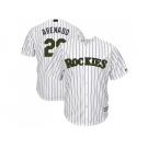 Men Colorado Rockies #28 Nolan Arenado White Strip New Cool Base 2018 Memorial Day Stitched MLB Jersey