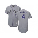 Men Colorado Rockies #4 Pat Valaika Grey Flexbase Authentic Collection Stitched MLB Jersey