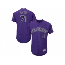 Men Colorado Rockies #71 Wade Davis Purple Flexbase Authentic Collection Stitched MLB Jersey