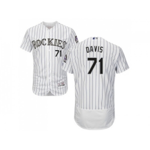 Men Colorado Rockies #71 Wade Davis White Strip Flexbase Authentic Collection Stitched MLB Jersey