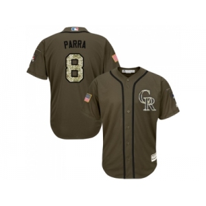 Men Colorado Rockies #8 Gerardo Parra Green Salute to Service Stitched MLB Jersey